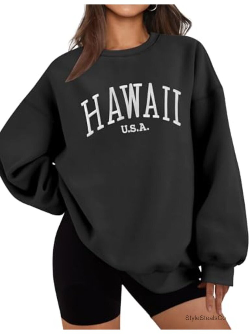 Oversized Fleece Crewneck Sweatshirt for Women Graphic Pullover